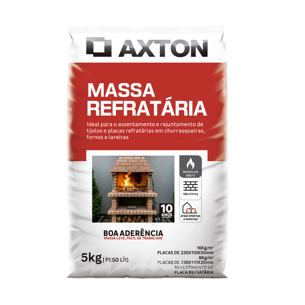 Argamassa Refratária Interno e Externo 5kg Cinza Axton